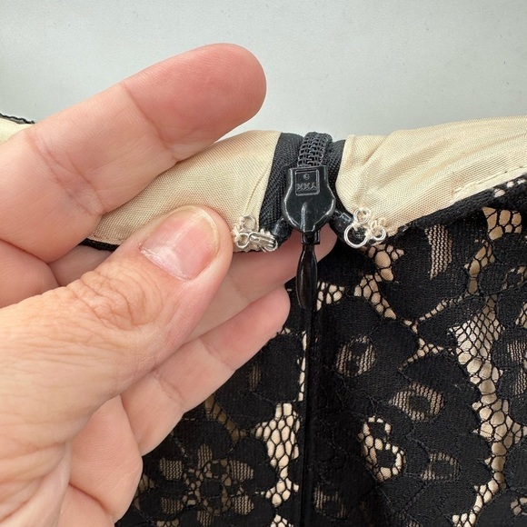 ELIZA J black Lace & faille midi length sexy whimsigoth dress. 8 - Picture 10 of 11